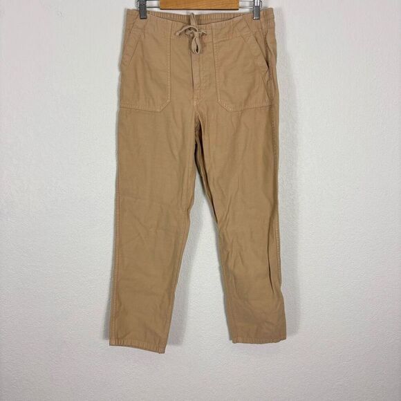 J. Crew Tan 100% Cotton Straight Leg Cropped Pants - Picture 1 of 6